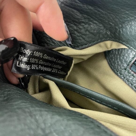 Gili Womens Shoulder Handbag Medium Green Fringe Pebbled Leather Satchel Purse - Picture 7 of 10